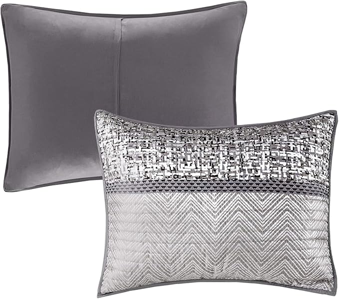 Madison Park Queen Quilt Set Lustrous Jacquard & Glitter Accent Coverlet Set - Image 16