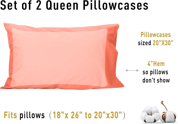 Sunflower Queen Pillowcases Set of 2, 100% Cotton Queen Size Pillow Cases 2 - Image 8