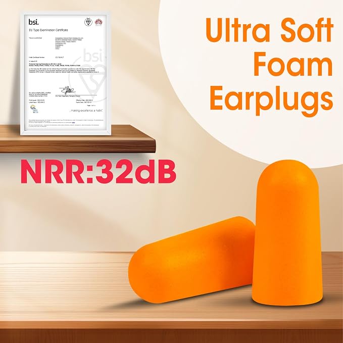 AZEN 300 Pairs Ear Plugs, NRR 32dB Soft Foam Ear Plugs - Image 2