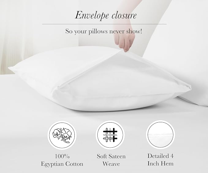 California Design Den 100% Egyptian Cotton Pillow Cases Queen Size Set of 2 - Image 5