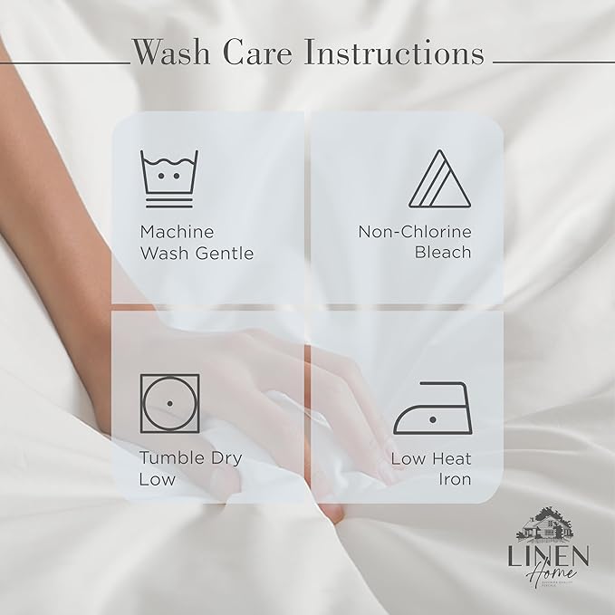 Linen Home 100% Cotton Percale Sheets Queen Size, Deep Pocket, 4 Pieces Set - Image 5