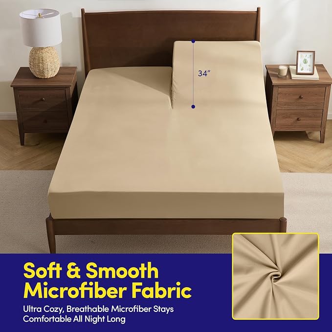 Split Head King Sheets Set for Adjustable Beds 4 Piece Flex Top Bed Sheets – - Image 3