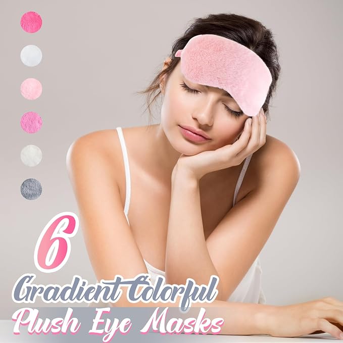 Cuffbow 6 Pack Plush Sleep Mask Set, Cute Plush Eye Masks - Image 4