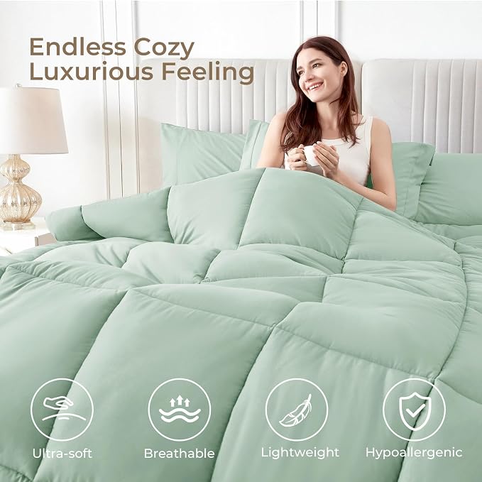 Sasttie King Size Comforter Set, 7 Pieces Bed in a Bag King, Complete Bedding - Image 2