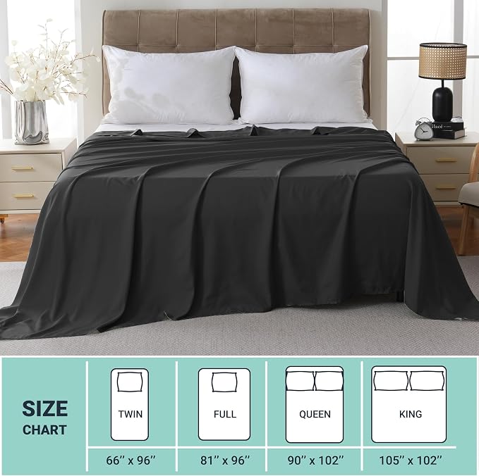 ZPECC Queen Flat Sheet Only 1 Pack, Durable Black Top Bed Sheets Hypoallergenic - Image 5