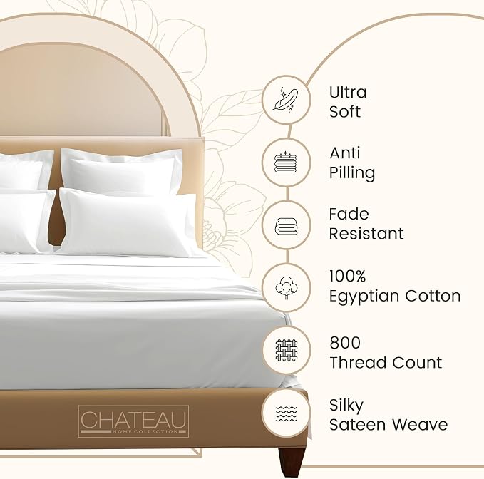 100% Egyptian Cotton Bed Sheets Full Size Bed Set, 800TC Sateen Weave 15" Deep - Image 3