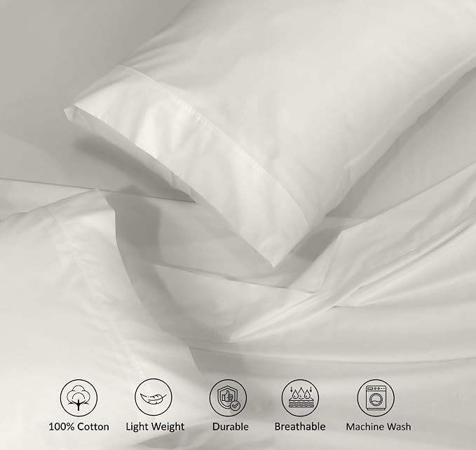RUVANTI 100% Cotton Sheets – California King Percale Bedding, Cooling & - Image 4