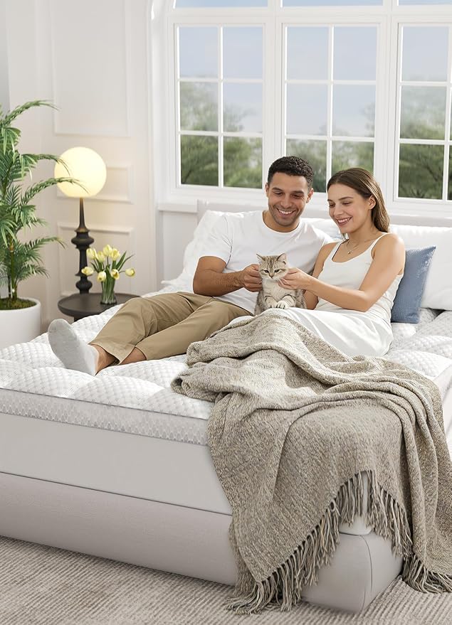 BEDELITE King Mattress Topper 3 Inch Thick Mattress Pad, Plush Pillow Top Bed - Image 8
