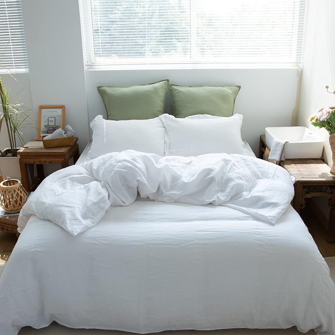 Simple&Opulence 100% Washed Linen Euro Shams 26'' x 26'' Pack of 2, Basic Style - Image 8