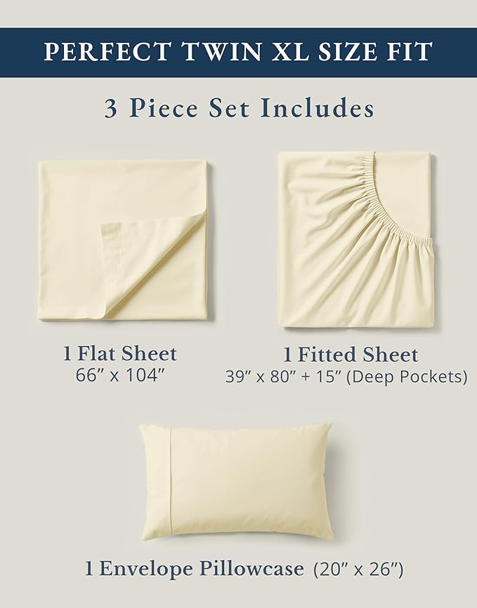 LANE LINEN 100% Organic Cotton Twin XL Sheets Set, 3-Piece Pure Organic Cotton - Image 4