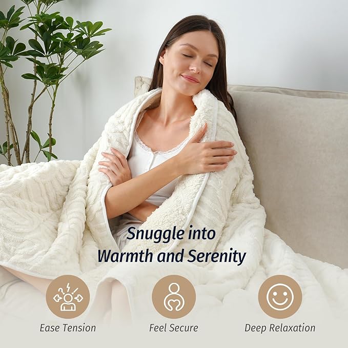 Wemore Jacquard Fleece Weighted Blanket Queen Size 60" x 80" 20lbs, Ultra Soft - Image 5