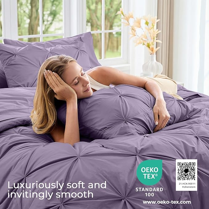 Sasttie Twin XL Comforter Set, 5-Piece Bed in a Bag, Pintuck Bedding Sets - Image 3