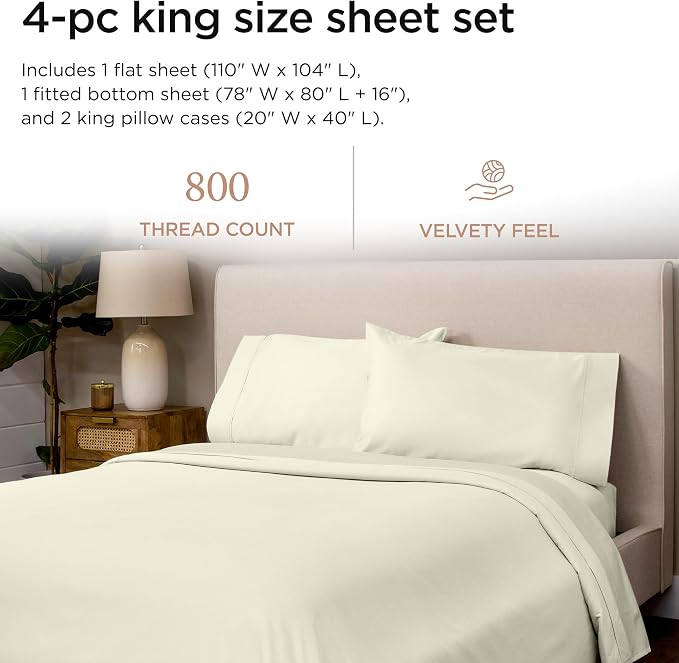 Threadmill Luxury 800 Thread Count King 100% Cotton Sheets - Image 2