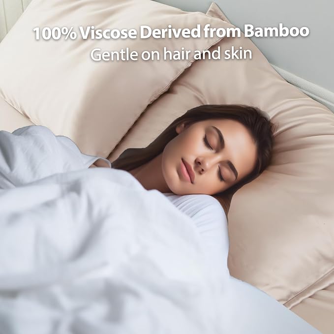2 Pack Cooling Pillow Cases, Viscose Derived from Bamboo Pillow Protectors - Image 6