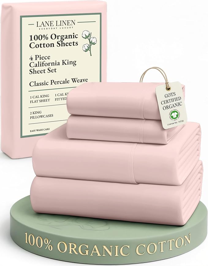 LANE LINEN 100% Organic Cotton Fully Elasticized California King Sheet Set by LaneLinen