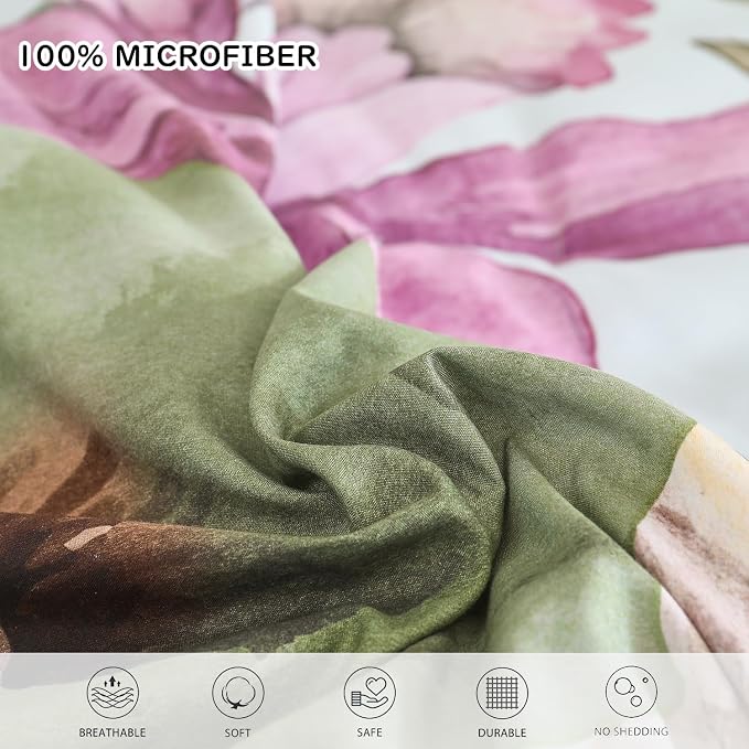 Yogeneg King Size Comforter Set 7 Piece Bed in a Bag, Elegant Floral Botanical - Image 5
