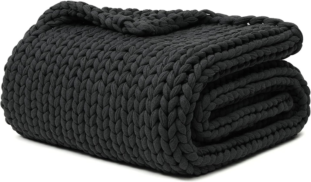 YnM 100% Cotton Weighted Blanket, Handmade Chunky Knitted Throw, No fillers by YNM