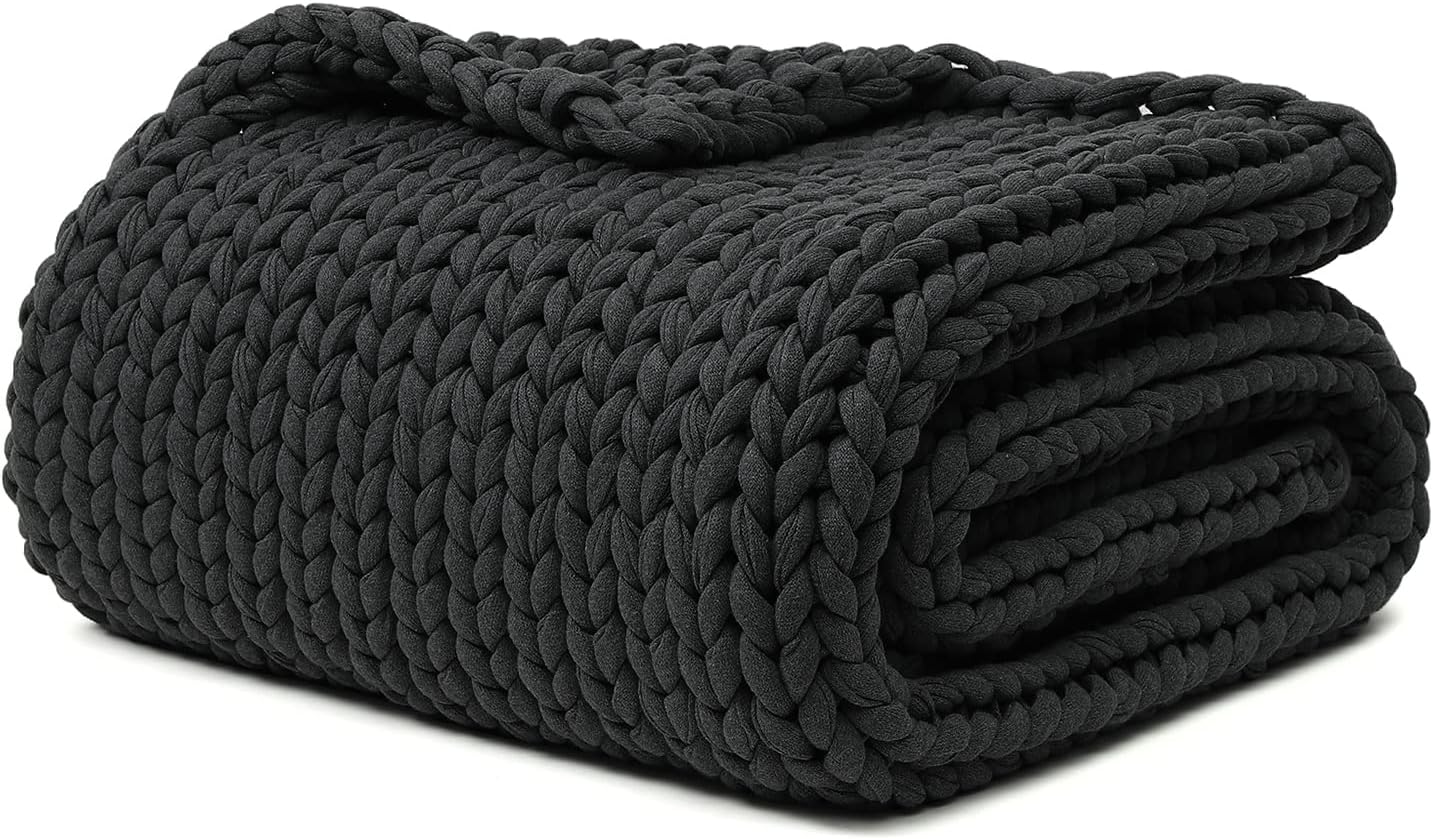 YnM 100% Cotton Weighted Blanket, Handmade Chunky Knitted Throw, No fillers by YNM