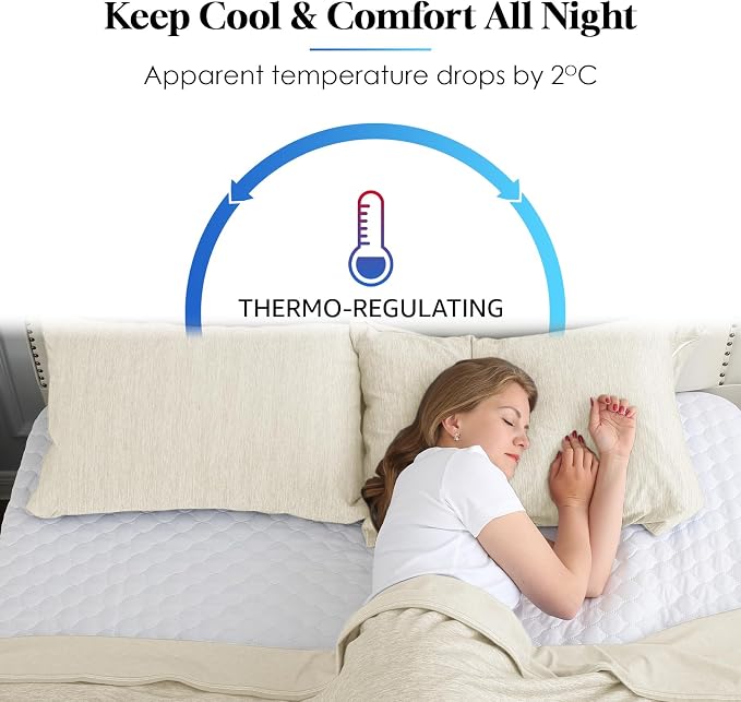 CHOSHOME Cooling Pillow Cases Zipper Pillow Covers Q-Max > 0.45 Zippered - Image 3