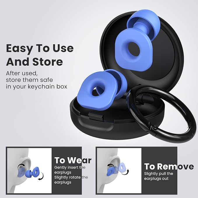 2 Pairs of Earplugs for Sleeping, Reusable Hearing Protection Ear Plugs - Image 3