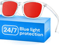 Gaoye Transparent with Red Lenses Blue Light Glasses by Gaoye