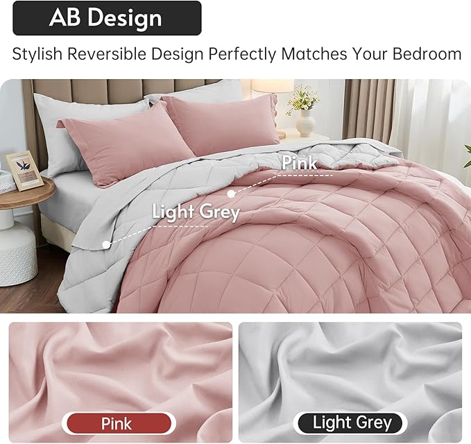 MUXHOMO 5 Pieces Twin Comforter Set, Reversible Bed in a Bag Twin Size - Image 3