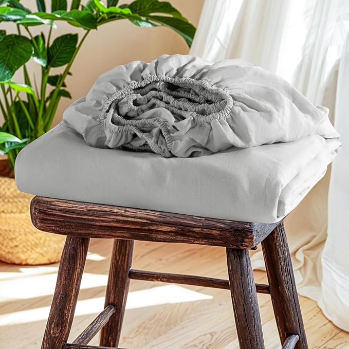 SONORO KATE 100% French Linen Fitted Sheet by SONOROKATE