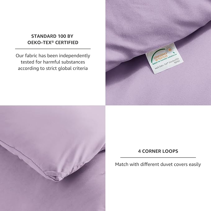 CozyLux Oversized King Comforter Set Lavender, 3 Pieces 120x98 Solid Breathable - Image 4
