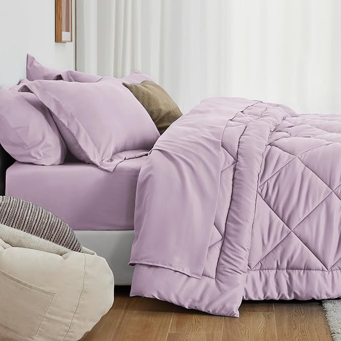 Love's cabin Full Comforter Set Light Purple, 7 Pieces Full Bed in a Bag - Image 3
