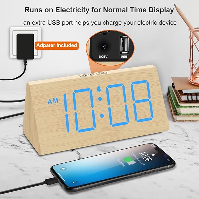 DreamSky Wooden Digital Alarm Clock - Image 5
