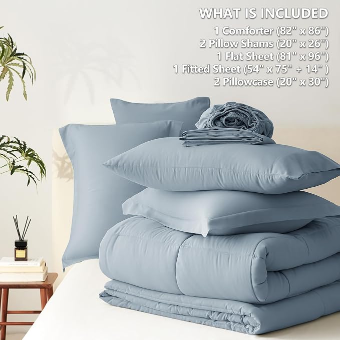 CozyLux Full Size Comforter Sets Grayish Blue - Image 7