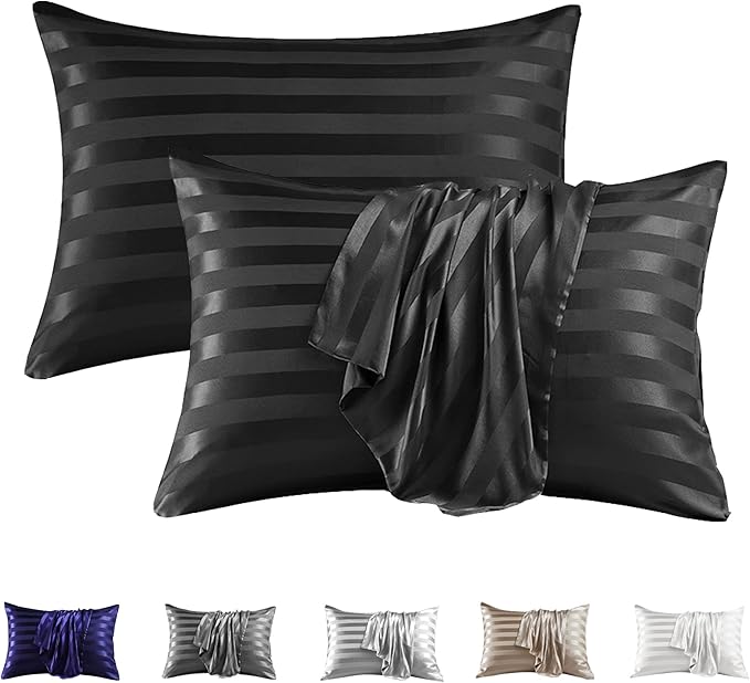 MR&HM Satin Pillowcase for Hair and Skin, Silk Satin Pillowcase 2 Pack by MRHM