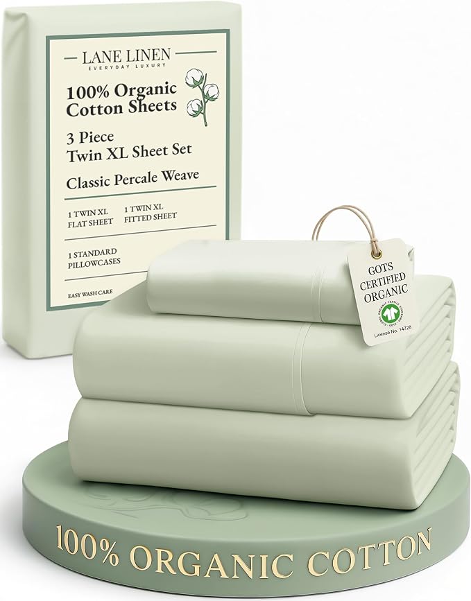 LANE LINEN 100% Mercerized Organic Cotton Twin XL Sheets Set, Soft & Comfy by LaneLinen
