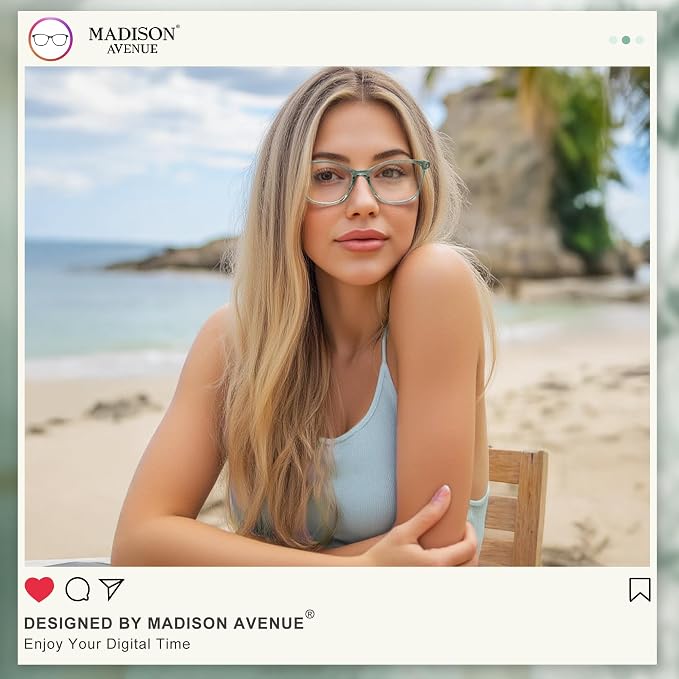 Madison Avenue TR90 Blue Light Blocking Glasses Anti Eyestrain UV Glare Blue - Image 2