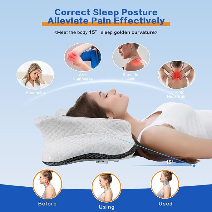 Pain Relief Cervical Pillow for Neck Support, Adjustable Ergonomic Pillow Cozy - Image 3