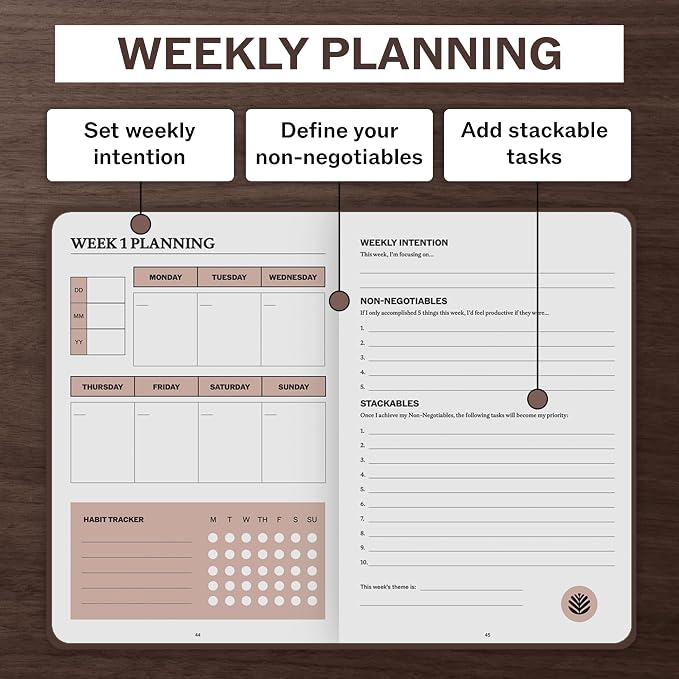 Undated Daily Planner | 90 Day Daily & Weekly Productivity Journal - Image 6