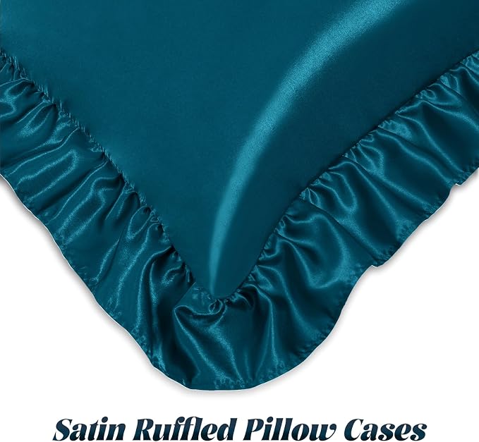 Homiest Ruffle Satin Body Pillow Cover, Silky Satin Body Pillowcase - Image 4