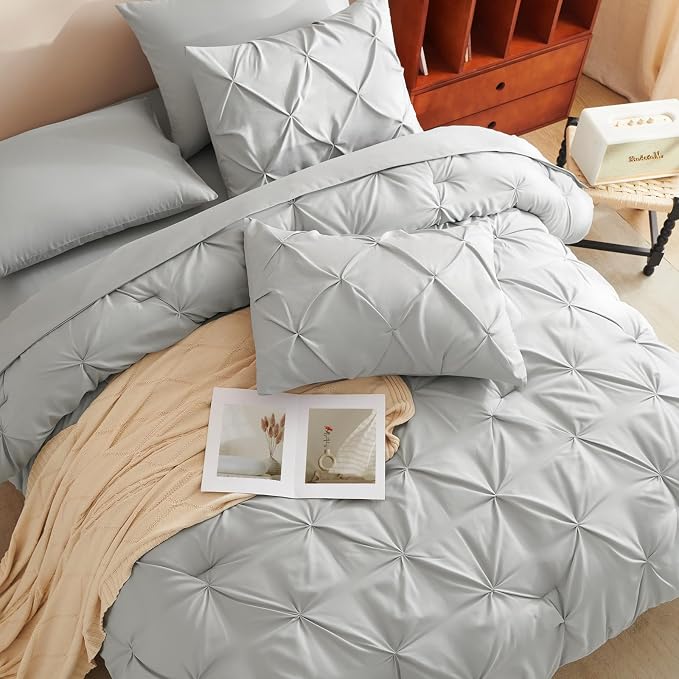 CozyLux California King Comforter Set Light Grey - Image 4