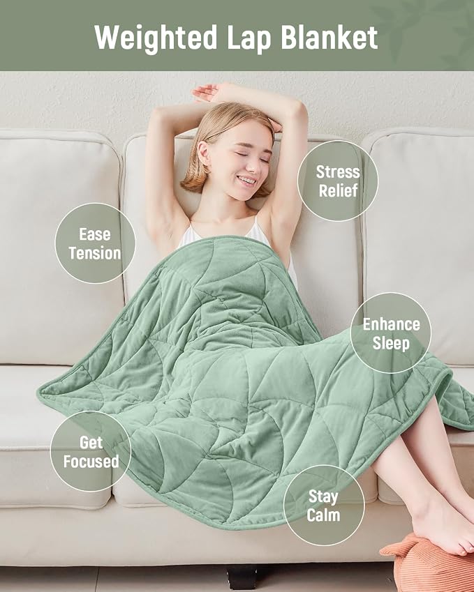 Weighted Lap Blanket 7 lbs for Adults, Luxury Soft Small Weighted Blanket - Image 2