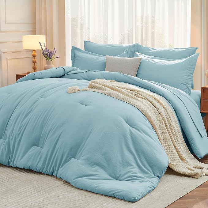 MUXHOMO 7 Pieces Full Comforter Set, Soft Bed in a Bag Full Size, All Season by MUXHOMO