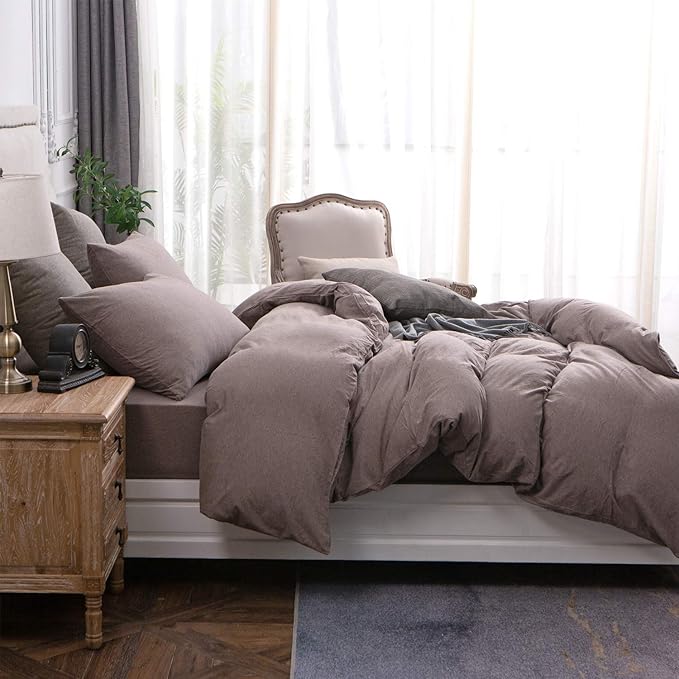 PURE ERA Jersey Knit Duvet Cover Set 100% T-Shirt Cotton Super Soft Comfy 3pc - Image 3