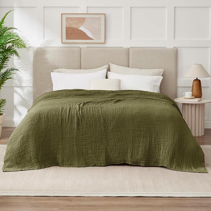 100% Cotton Muslin Blanket Queen 90" x 90", Breathable and Lightweight Cotton - Image 7
