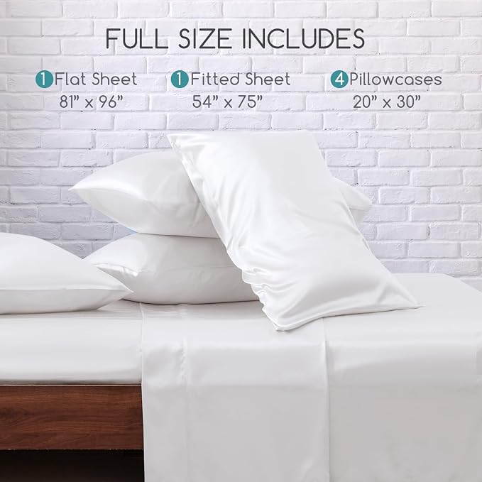MR&HM Satin Bed Sheets, Full Size Sheets Set - Image 7
