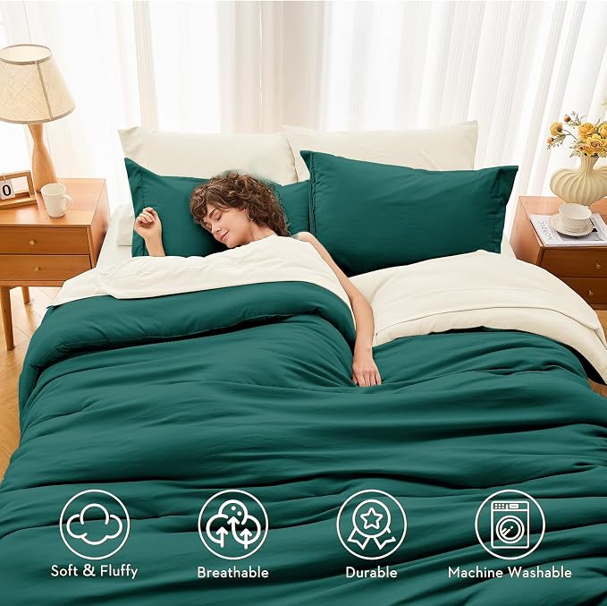 MUXHOMO 7 Pieces Queen Comforter Set, Soft Bed in a Bag Queen Size, All Season - Image 2
