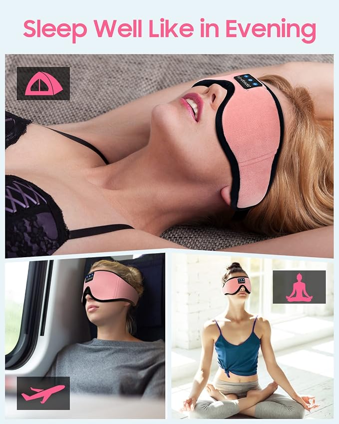 LC-dolida Sleep Headphones, Sleep Mask Bluetooth Wireless Music Eye Mask - Image 6