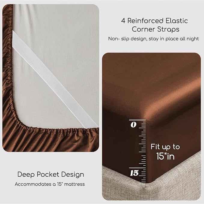 MR&HM Satin Bed Sheets, King Size Sheets Set - Image 4