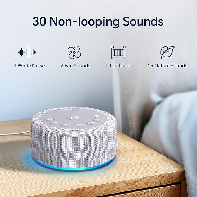 Sound Machine Night Light White Noise Brown Noise Machine 30 Non Looping Sounds - Image 3