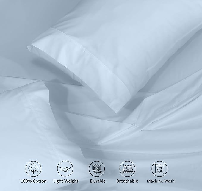 RUVANTI 100% Cotton Sheets – King Size Percale Bedding, Cooling & Breathable - Image 4