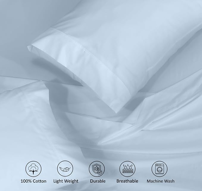 RUVANTI 100% Cotton Sheets – Twin Size Percale Bedding, Cooling & Breathable - Image 4