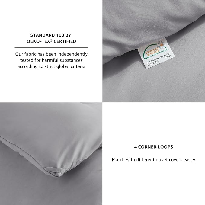 CozyLux Queen Comforter Set Grey, 3 Pieces Solid Comforters Queen Size - Image 4